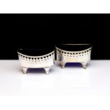 A pair of antique George III Scottish Sterling Silver salt cellars Edinburgh 1823 apparently no