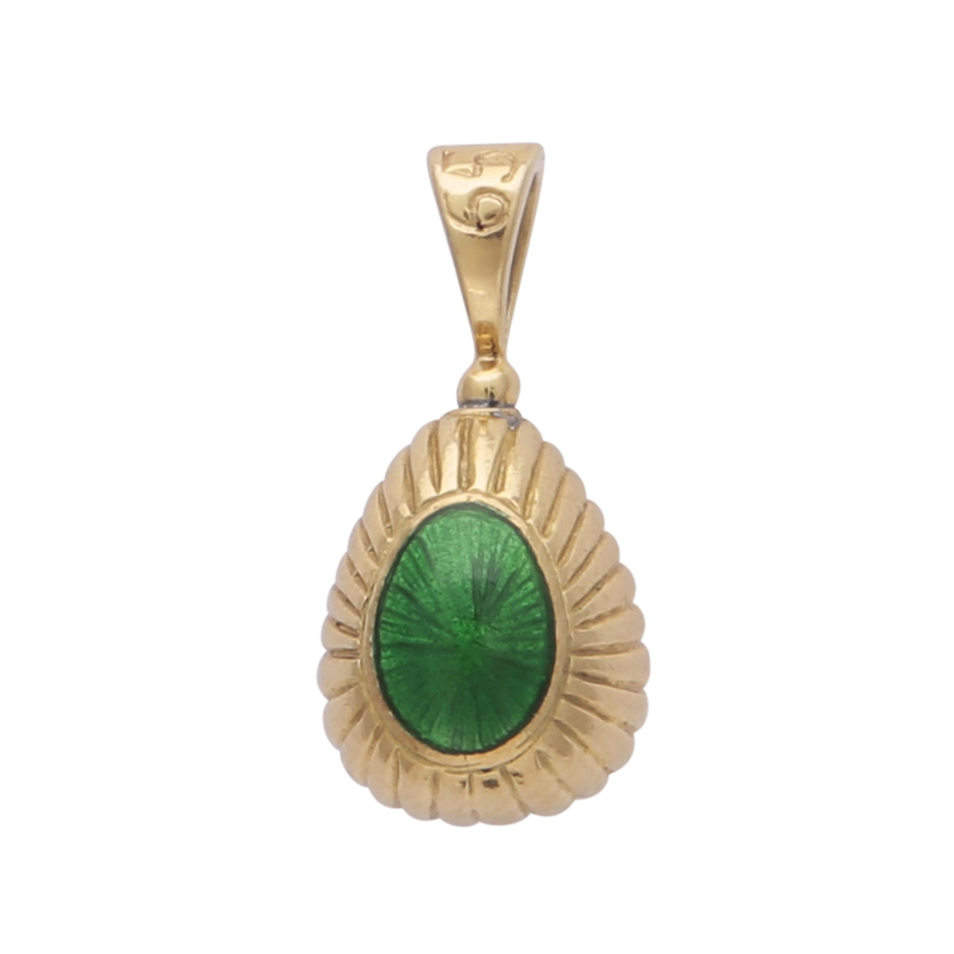 SARAH FABERGE A contemporary enamelled egg pendant in 18ct yellow gold by Sarah Faberge, designed as