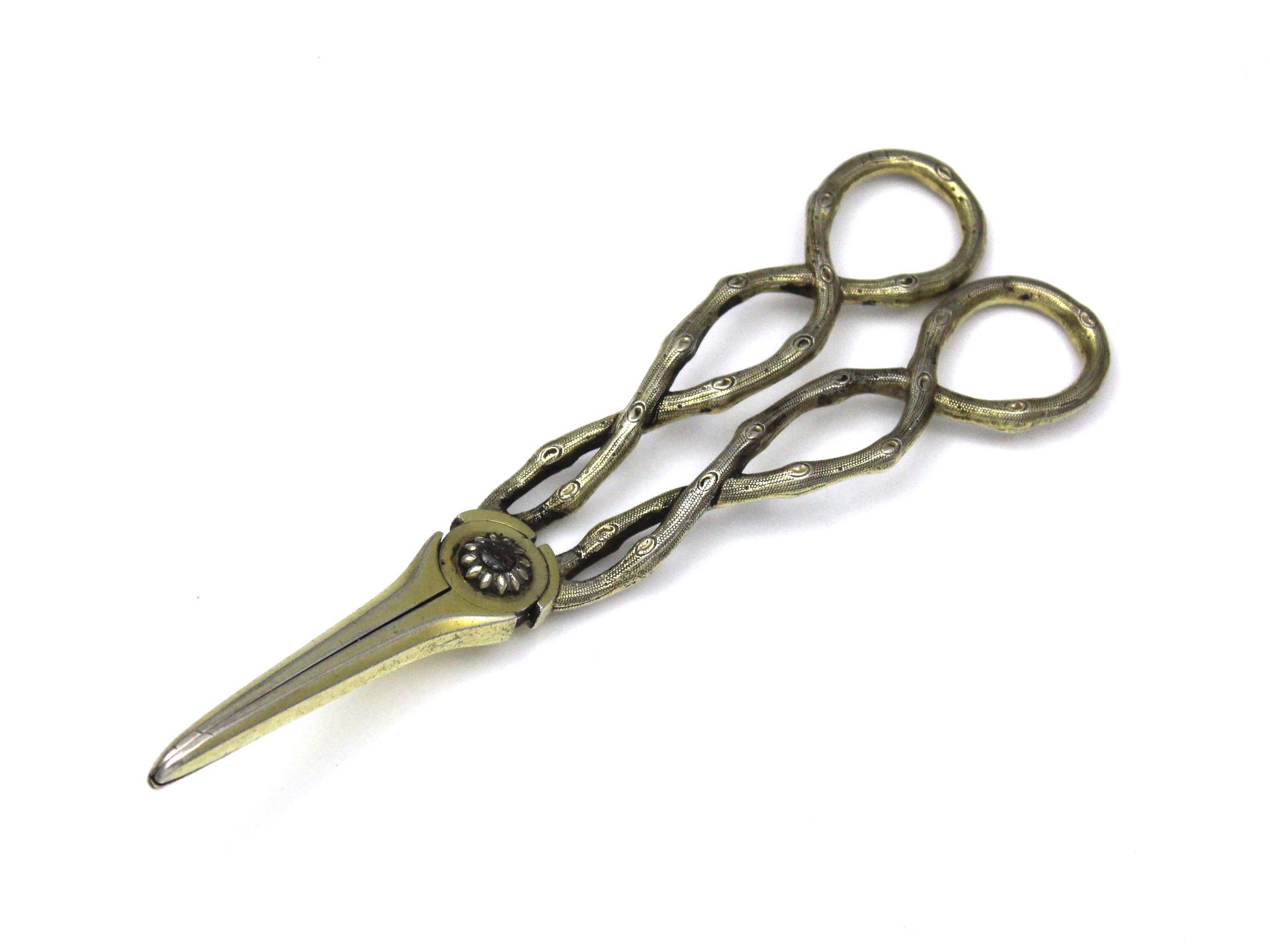 A pair of antique Victorian Sterling Silver gilt grape scissors by Charles Rawlings & William