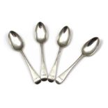 Four Antique George II Sterling Silver dessert spoons by John Owing or John Overing, London 1740. In