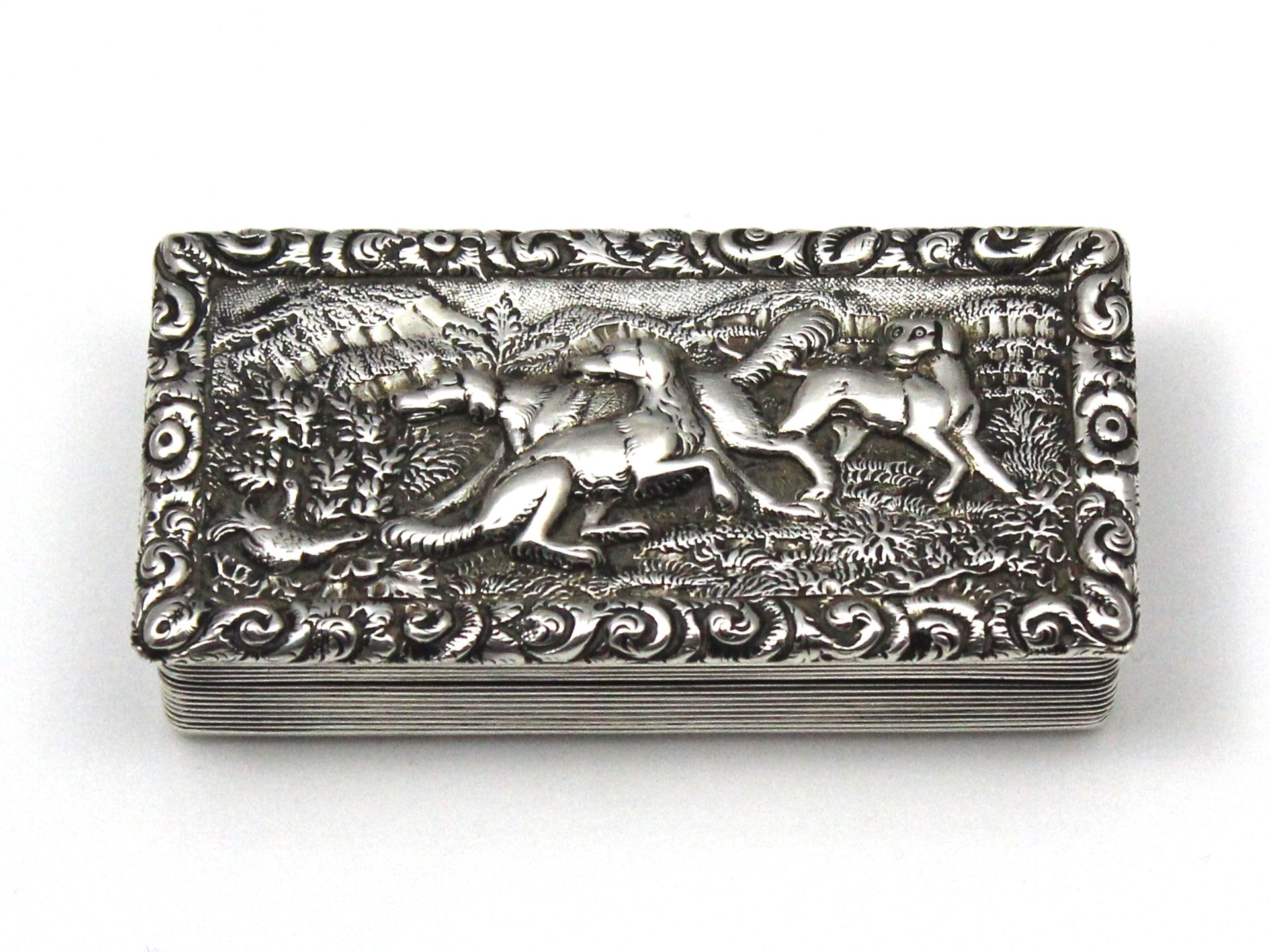 An antique William IV Sterling Silver snuff box by William Simpson, Birmingham 1835. Of