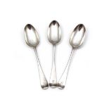 SPENCER FAMILY Three Antique George II Sterling Silver tablespoons by Elias Cachart, London 1755. In