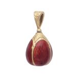 SARAH FABERGE A contemporary enamelled egg pendant in 18ct yellow gold by Sarah Faberge, designed as