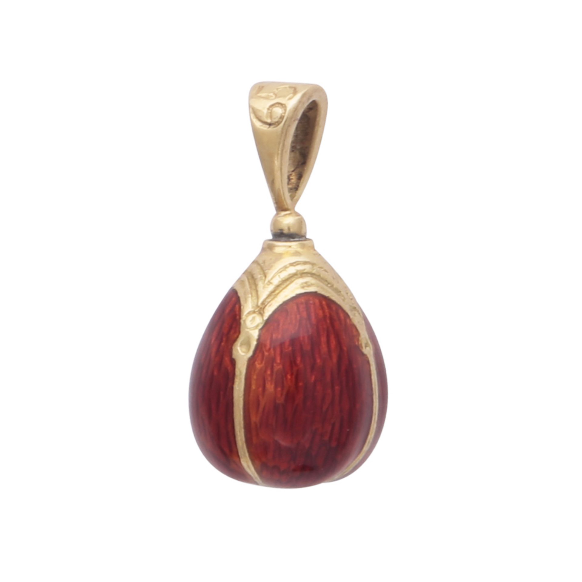 SARAH FABERGE A contemporary enamelled egg pendant in 18ct yellow gold by Sarah Faberge, designed as