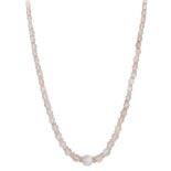 An antique Victorian moonstone bead necklace comprising a single strand of graduated moonstone beads