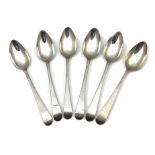 A set of six antique George III Scottish Sterling Silver dessert spoons by William Marshall,