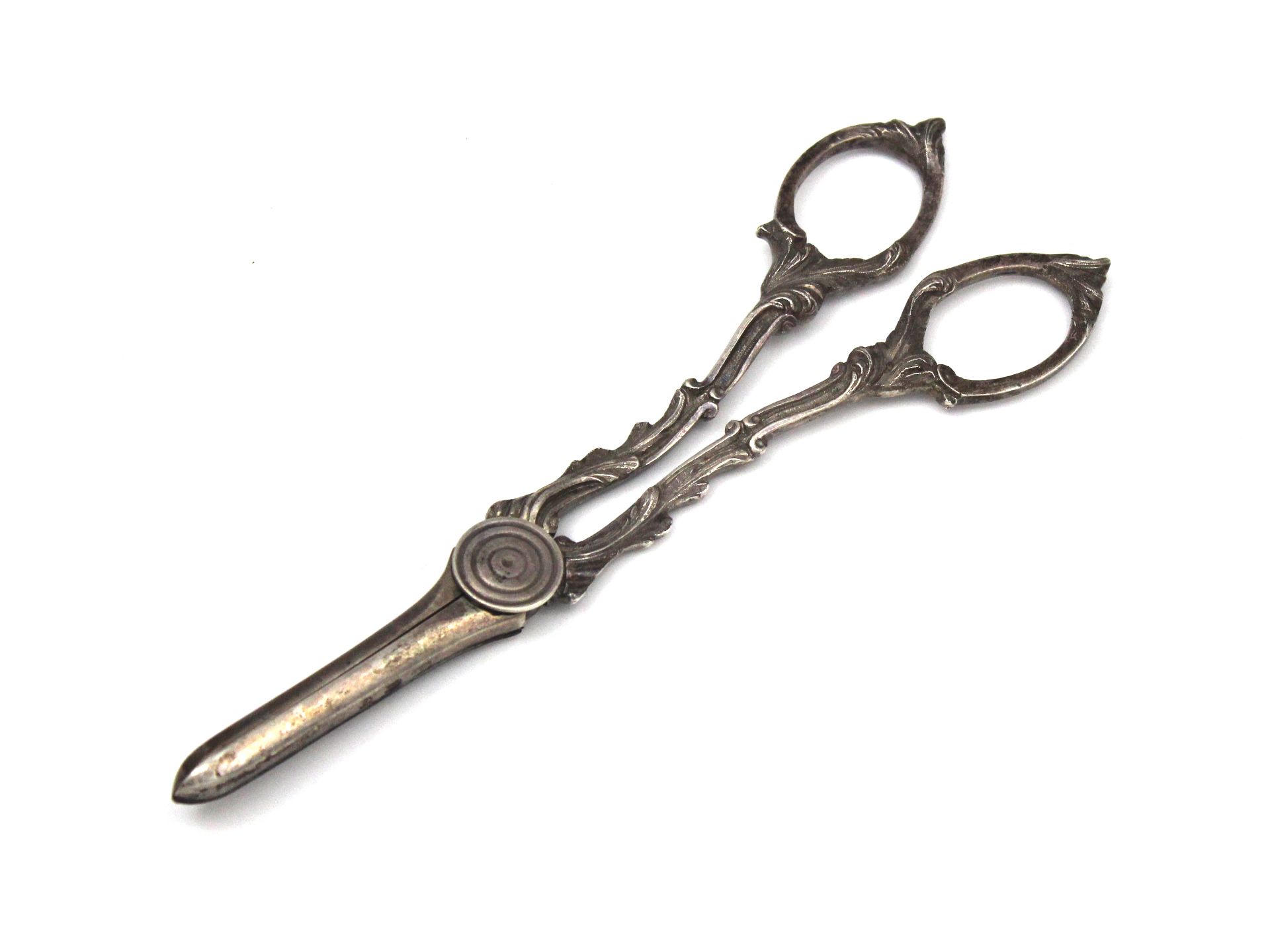 A pair of antique Victorian Sterling Silver grape scissors by George Unite, Birmingham 1874. Of