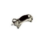 A novelty Sterling Silver miniature dachshund pin cushion. Length 5cm / 2". Gross weight 22.8g.