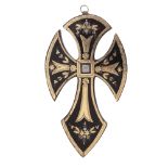 An antique 19th Century tortoiseshell cross / crucifix pendant probably French circa 1850, with