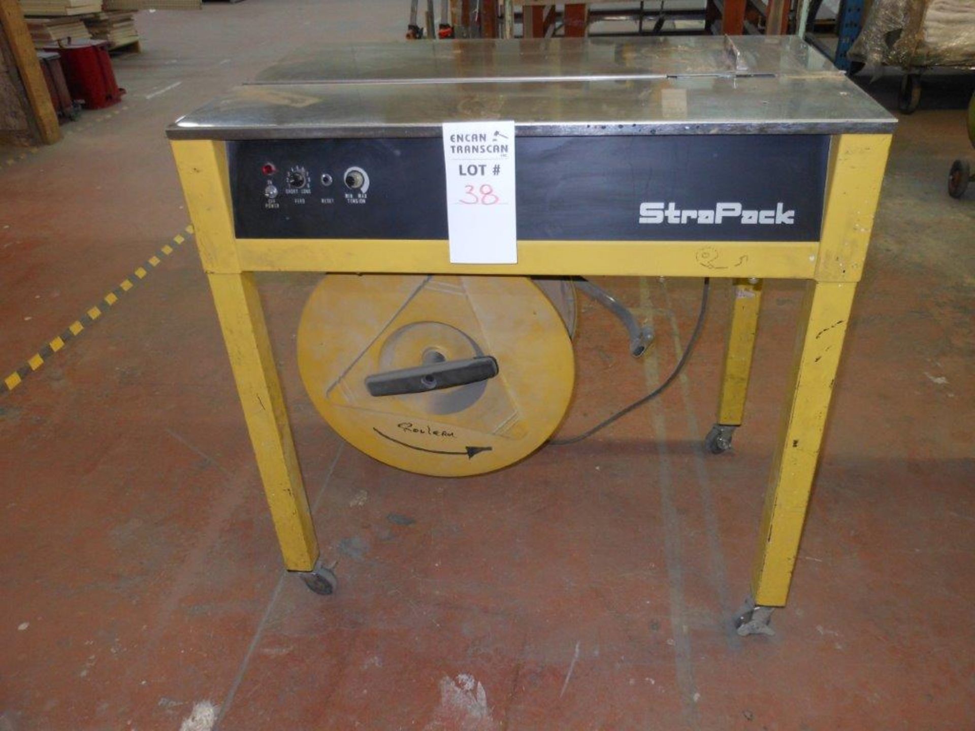 STRAPACK SEMI-AUTOMATIC STRAPPING MACHINE, MOD: S-669, 110 V. 1-PHASE, 60 HZ, 0.67 KVA,