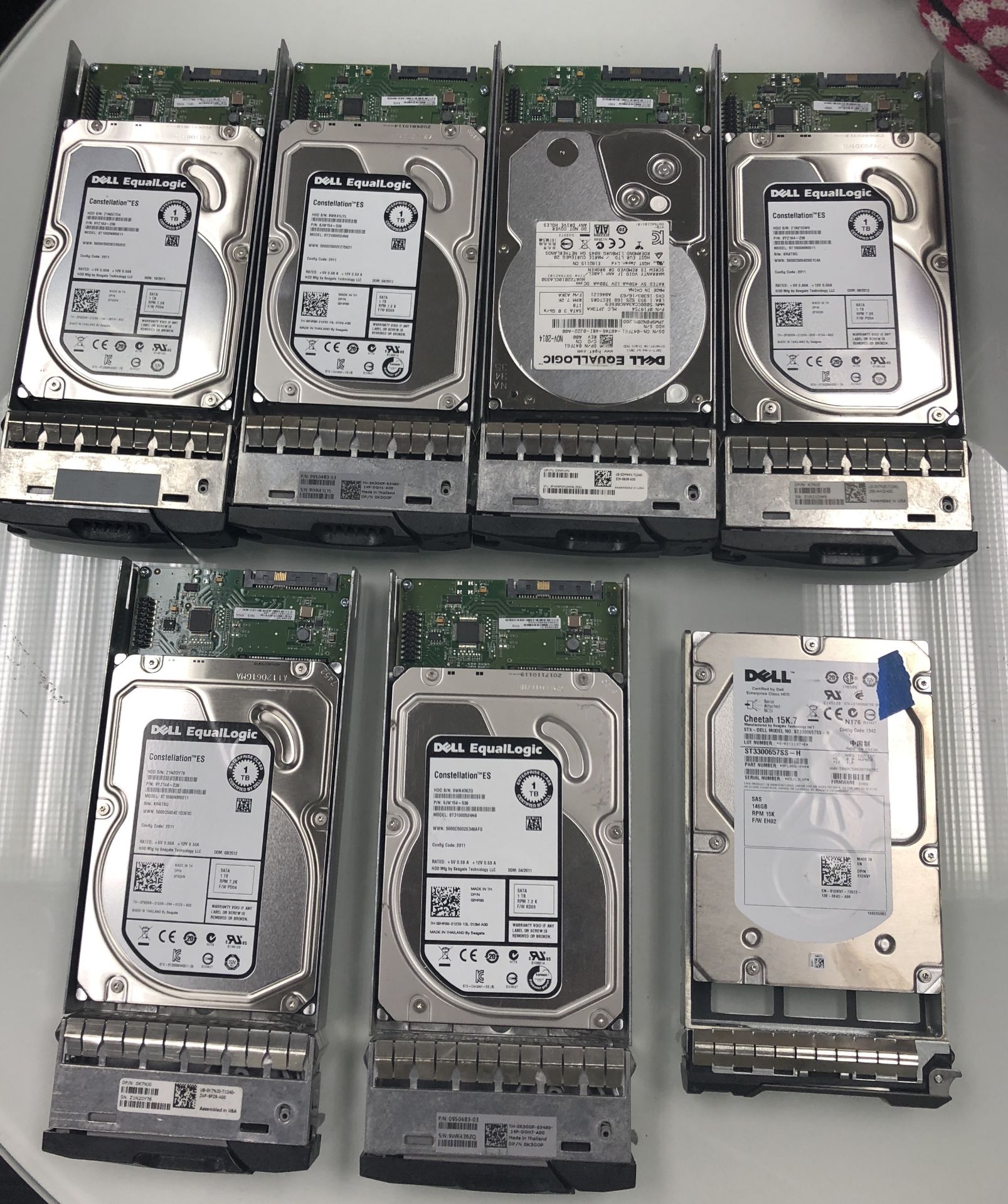 7 HARD DRIVES, ALL FROM NETWORKING SET UP BCBG