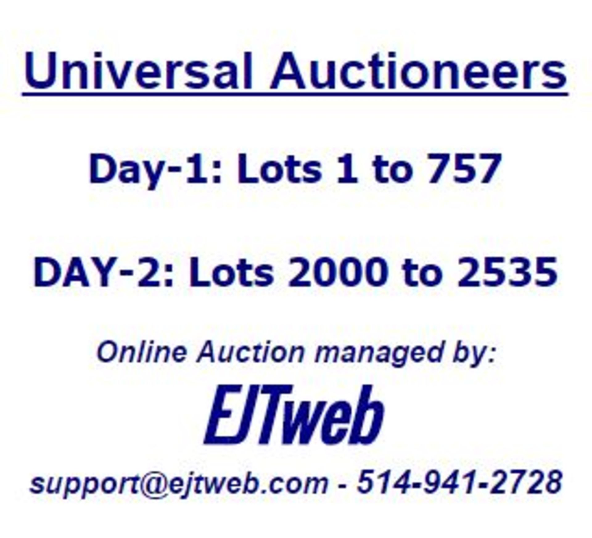 DAY-1: Lots 1 to 759 - DAY-2: Lots 2000 to 2535 -