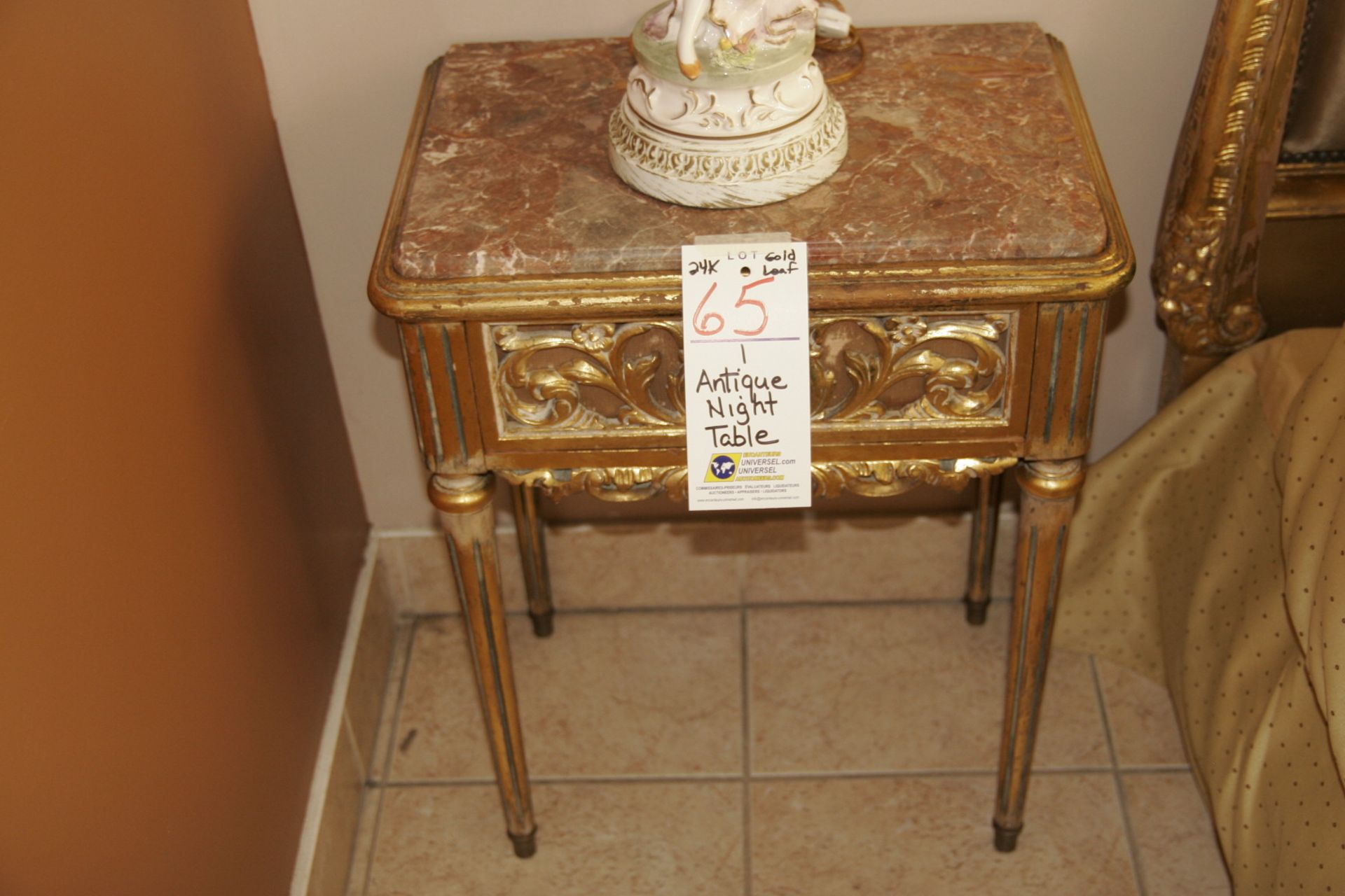 Antique Night Table,24K Gold Leaf