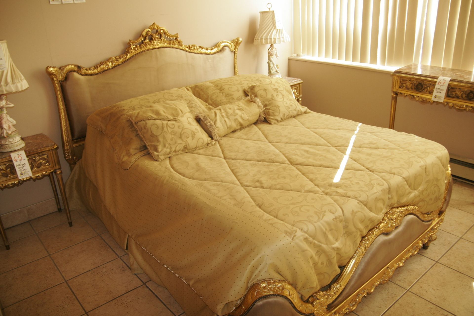 Antique 24K Gold Leaf 54" Bed