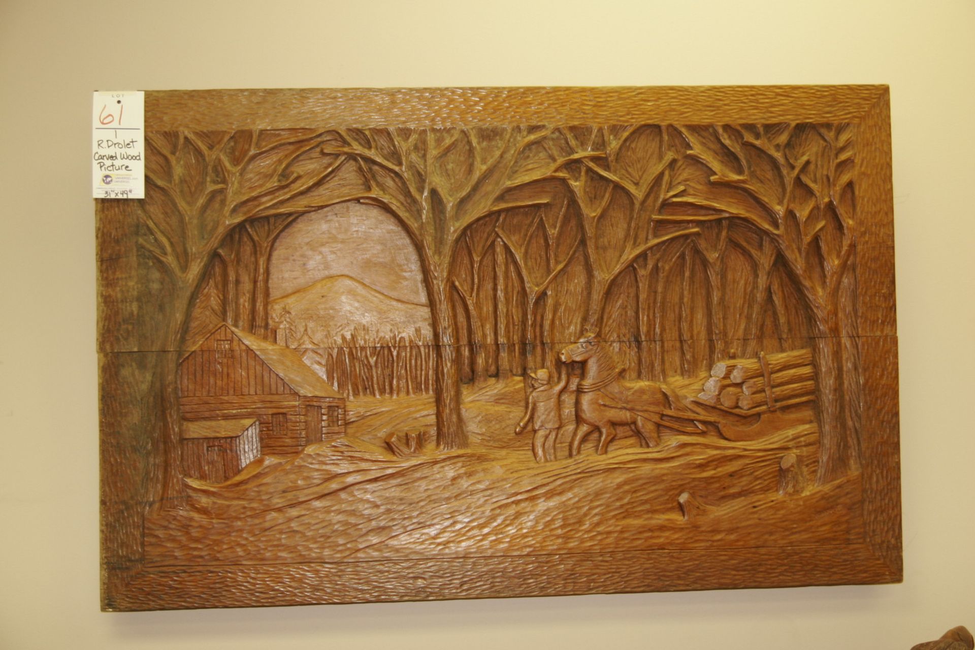 R.Drolet Carved Wood 31"x49"