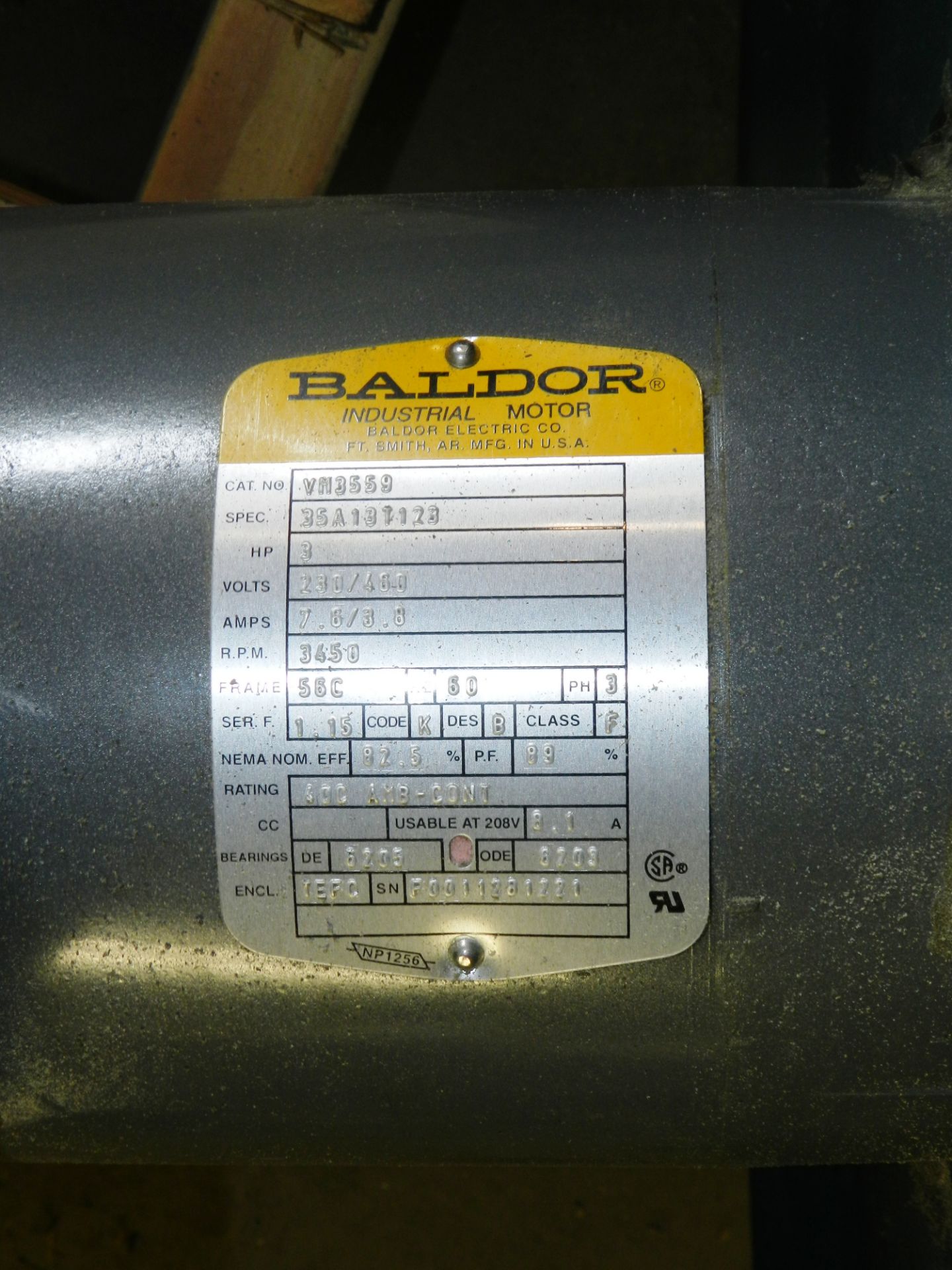 Baldor 3 HP Industrial Motor VM3559 - Image 2 of 3