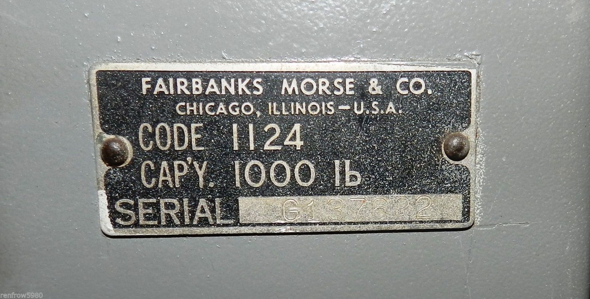 Fairbanks Morse & Co. 1000lb Scale 1124 - Image 2 of 3