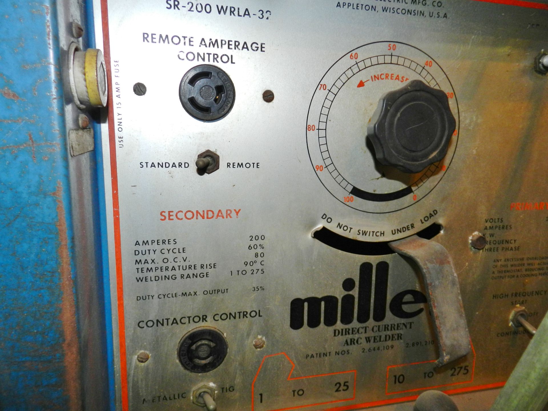 Miller SR-200 WRLA-32 DC Arc Welder - Image 2 of 4