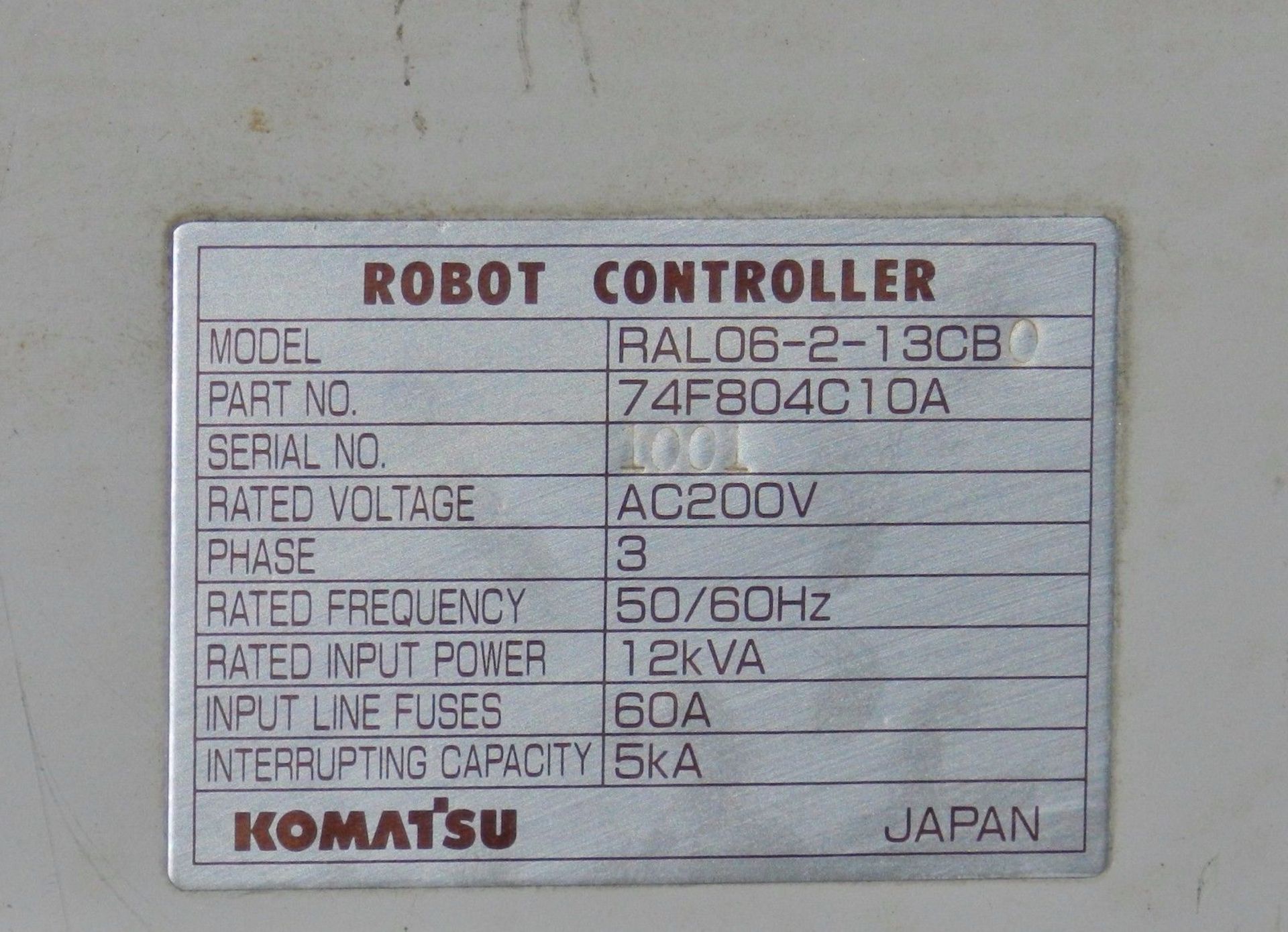 Motoman Komatsu RAL 06 Robot w/Control and Pendant - Image 3 of 3