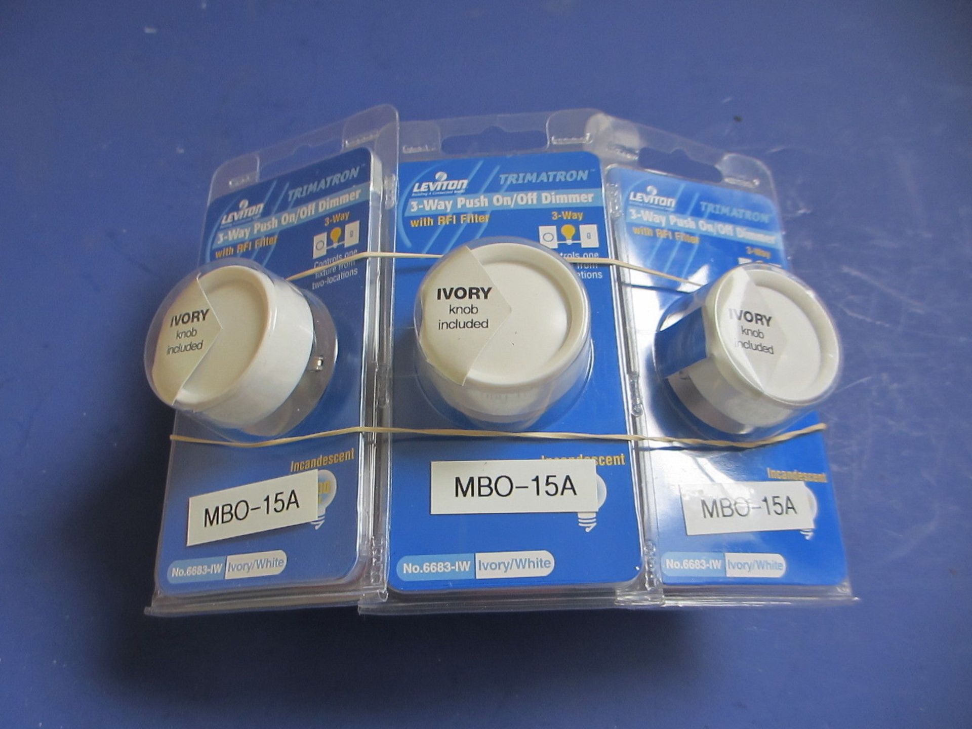 Leviton #6683-IW, 3-Way Push Dimmer - Ivory (Lot of 3)