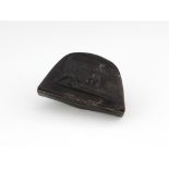 An antique 19th Century carved tortoiseshell snuff box in the shape of a tricorn hat, the hinged lid