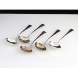 Five Antique George III Sterling Silver sauce ladles by Eley & Fearn, London 1805.