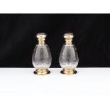 A pair of Antique Victorian Sterling Silver gilt perfume / scent bottled by Thomas Wheeler, 1899.
