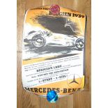 MERCEDES BENZ BELGIAN GRAND PRIX Victory Poster. (1939) Rolled - Faded