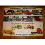 AUTOMOBILIA - A 1954 fold out double sided poster brochure for Chevrolet Trucks (20" x 28" -