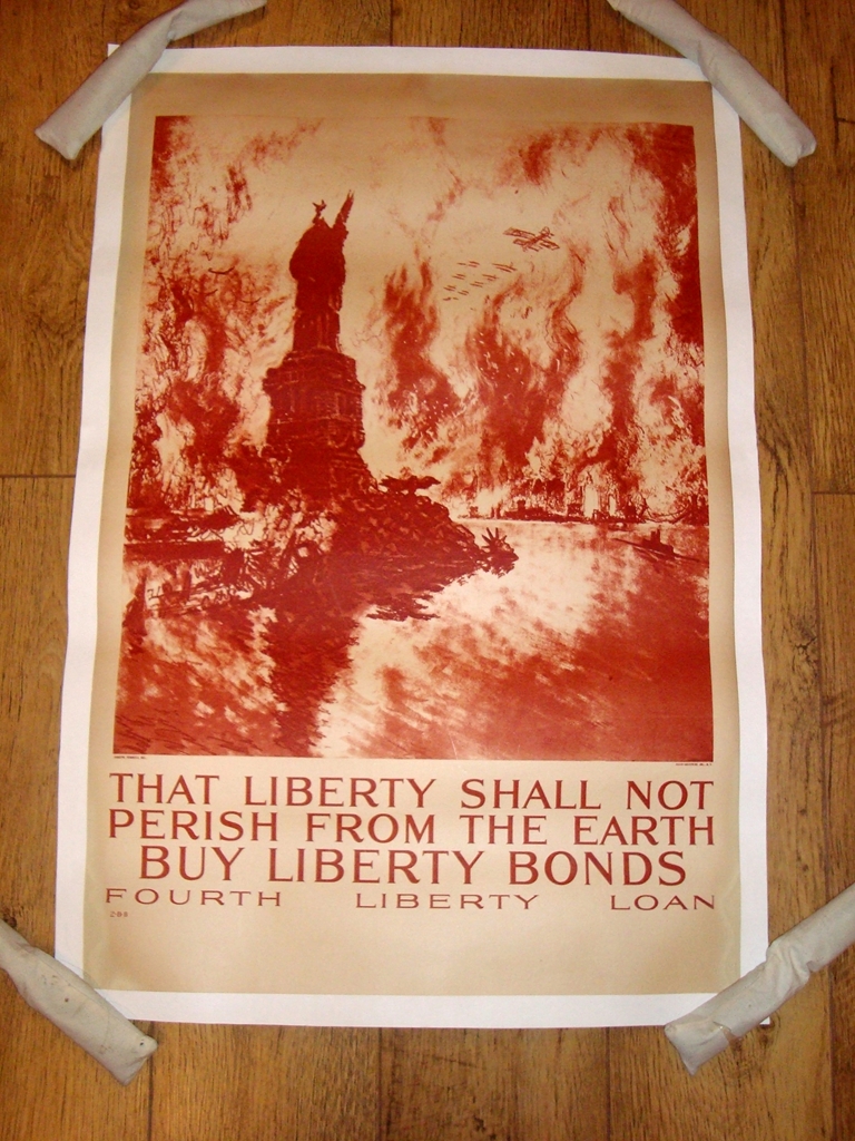 FOURTH LIBERTY LOAN (1918) Advertising Poster for Liberty Bonds - Artwork by Joseph Pennell (24" x