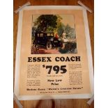 ESSEX COACH - Automobilia Advertising Poster circa 1926- US - (35" x 47") Rolled - Linen Backed