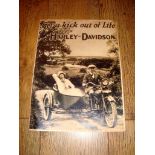 AUTOMOBILIA - A Harley Davidson 1925 Model Advertising Poster 'Get a Kick out of Life' (11" x 15")