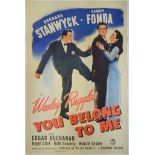 YOU BELONG TO ME (1941) US One Sheet (27" x 41") (Barbara Stanwyck, Henry Fonda, Edgar Buchanan,