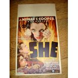 SHE (1935) US Midget Window Card (8" X 14"). Very Rare. Censor stamp upper left and pinholes. Rolled