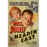 HEADIN' EAST (1937) US One Sheet (27" x 41") (Buck Jones, Ruth Coleman & Shemp HoWard) 41 x 27in. (