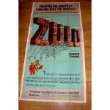 ZULU (1964) US DOM Three Sheet (81" x 41") Folded and in two sections design the overlap as issued.