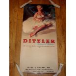 DITZLER AUTOMOTIVE - 1950s Wall hanging calendar display poster (22" x 45") Metal strips top and