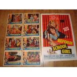 REFORM SCHOOL GIRL (1957) US One Sheet (27" x 41") Folded together with a complete set of 8 US Lobby