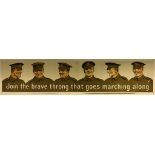 BRITISH ARMY RECRUITMENT BANNER 'Join the brave throng that goes marching along' (1914) - with