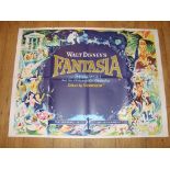 FANTASIA (1940) 1960s Re-Release UK Quad (30" x 40") Folded Film Poster