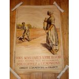 CREDIT COMERCIAL DE FRANCE (1917) War Effort- French Advertising Poster (80cm x 120cm) Linen Backed