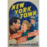 NEW YORK TOWN (1941) US One Sheet (27" x 41") - Style A (Fred MacMurray & Mary Martin) 41 x 27in. (
