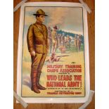 MILITARY TRAINING CAMPS - 'WHO LEADS THE NATIONAL ARMY!' - US (28" x 41" ) Rolled - Linen Backed