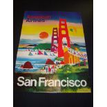 AMERICAN AIRLINES - SAN FRANCISCO - Advertising Poster - Rolled . Fair to Good - nicks to edges (40"