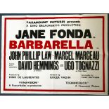 BARBARELLA (1968) - 30" x 40" (76 x 101.5 cm) - UK Quad Film Poster - Very Fine plus - Text only