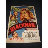 BLACKMAIL (1929) - US One Sheet Movie Poster - Folded. Fair to Good