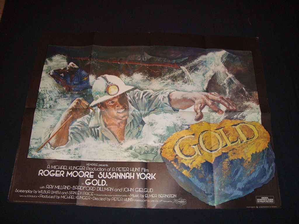 GOLD (1974) - Roger Moore, Susannah York - UK Quad Film Poster - Folded. Good