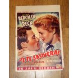 JE TE SAUVERAI (1945) (Spellbound - Hitchcock) - Belgian Affiche 1950s re-release - folded