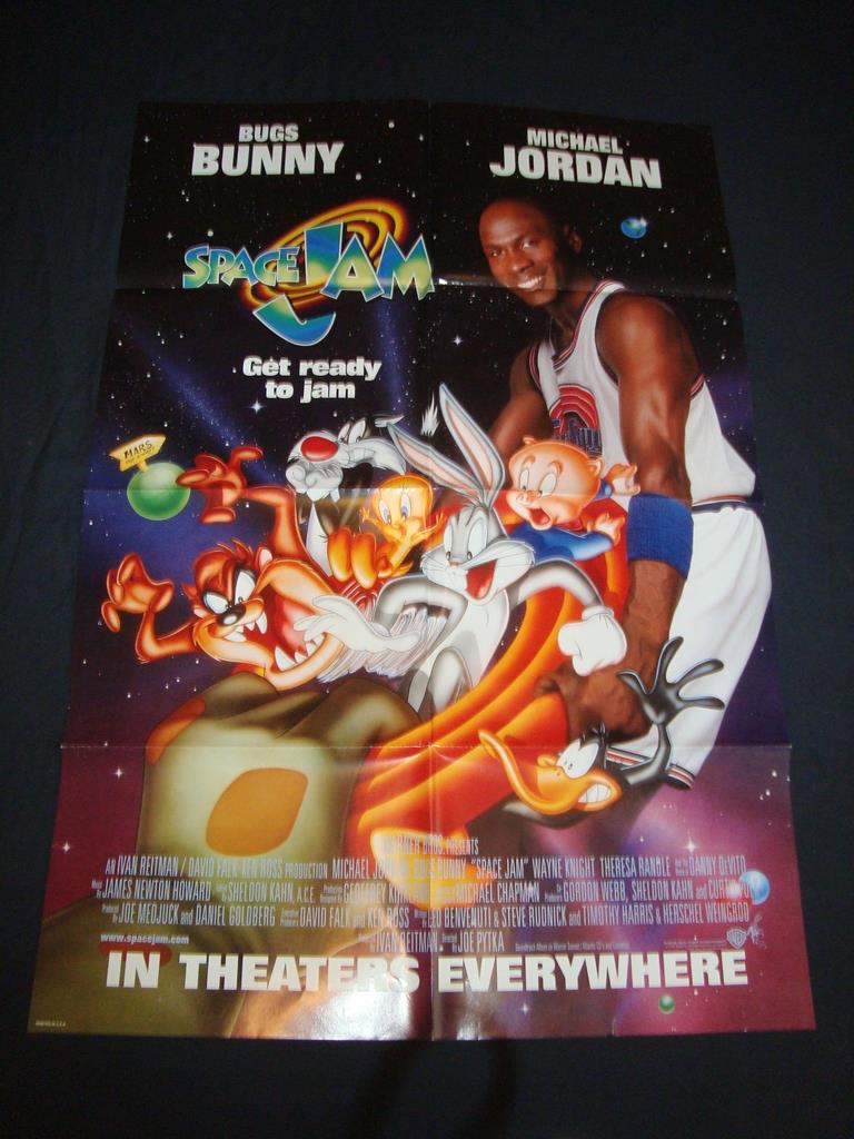 SPACE JAM (1996) - Bugs Bunny and Michael Jordan - US One Sheet Movie Poster - Folded. Fair to Good