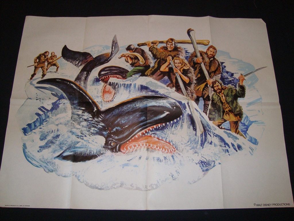 ISLAND AT THE TOP OF THE WORLD (1974) - Alternative UKQuad Film Poster (Whales) Folded. Fine